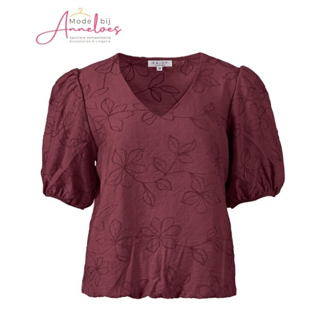 Enjoy Blouson Bloem Borduur 127612 port/wijn rood